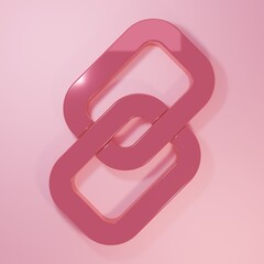 Pink Chain link icon isolated on pink background. Link single. Hyperlink chain symbol. Minimalism concept. 3D render illustration