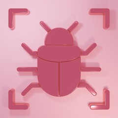 Pink System bug concept icon isolated on pink background. Code bug concept. Bug in the system. Bug searching. Minimalism concept. 3D render illustration
