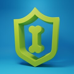 Green Animal health insurance icon isolated on blue background. Pet protection concept. Minimalism concept. 3D render illustration