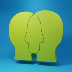 Green Project team base icon isolated on blue background. Business analysis and planning, consulting, team work, project management. Developers. Minimalism concept. 3D render illustration