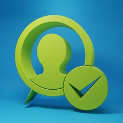Green Create account screen icon isolated on blue background. Minimalism concept. 3D render illustration
