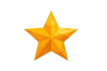 Gold Five Pointed Star on Transparent Background