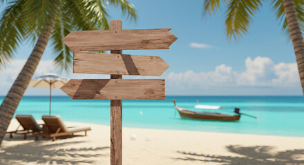 New Year 2026 paradise setting with sign and palm trees