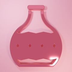 Pink Tequila bottle icon isolated on pink background. Mexican alcohol drink. Minimalism concept. 3D render illustration