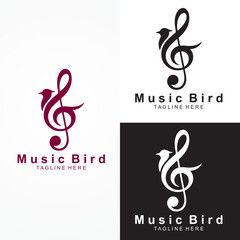Naklejka premium Elegant Music Bird Logo with Treble Clef and Bird Design Symbol
