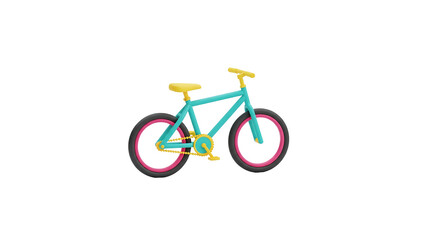 Fototapeta premium Teal Bicycle with Yellow Accents Illustration on White Background - Transportation and Recreation