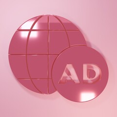 Pink Advertising icon isolated on pink background. Concept of marketing and promotion process. Responsive ads. Social media advertising. Minimalism concept. 3D render illustration