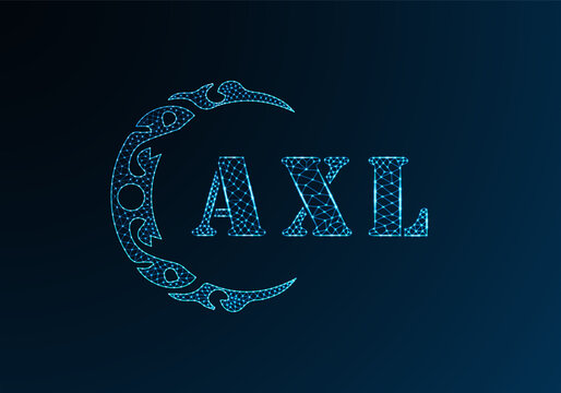 Low poly letter logo AXL design. AXL letter logo low poly vector design on blue color gradient background. AXL logo low poly design