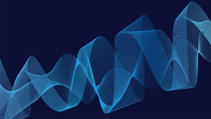 Abstract blue wavy lines background digital flow futuristic design