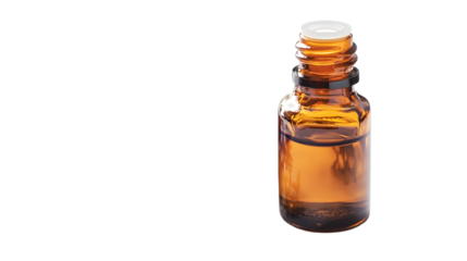 Lavender Aroma Oil Bottle with Lavender Flowers Isolated on White Background