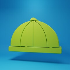 Green Baby hat icon isolated on blue background. Minimalism concept. 3D render illustration