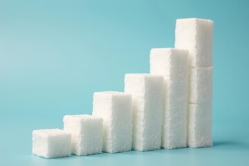 Decreasing Sugar Intake Symbolized by Sugar Cubes Arranged in a Declining Chart Formation