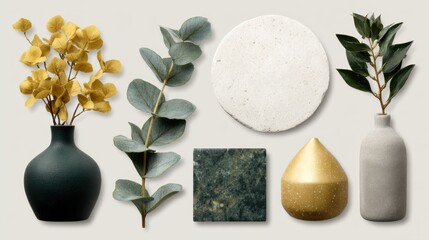Interior design mood board sketches showcasing colors and textures for modern home decor ideas in a creative workspace