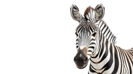 Stunning Studio Portrait of Black and White Zebra Isolated on White Background