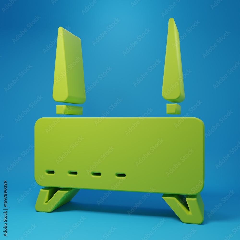 Aufkleber green router and wi-fi signal icon isolated on blue background. wireless ethernet modem router. comp