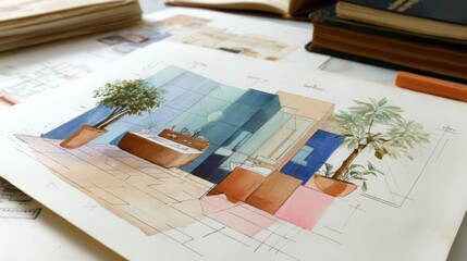 Innovative bathroom renovation design sketches showcasing modern aesthetics and functional layout concepts