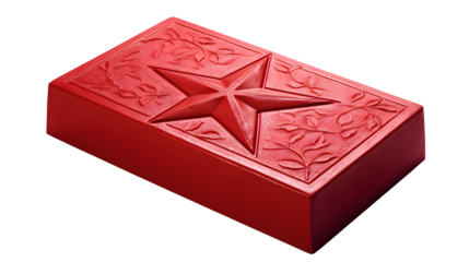 Red star box vintage decorative container floral design storage solution on transparent background