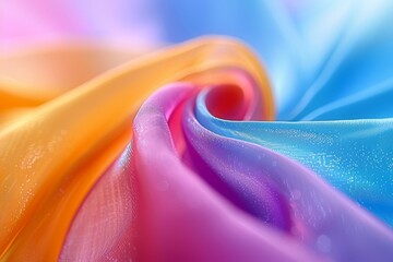 Dynamic Textile Twist A Stunning Display of Curving Fabric with a Vibrant Gradient of Color