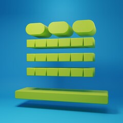 Green Cinema auditorium with screen and seats icon isolated on blue background. Minimalism concept. 3D render illustration