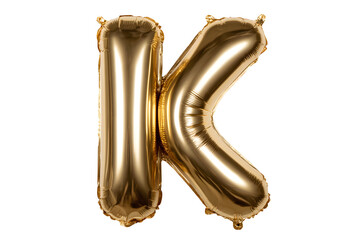 Fototapeta premium Gold Foil Balloon Letter K on Transparent Background