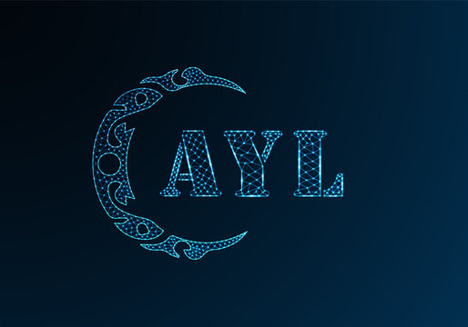 Low poly letter logo AYL design. AYL letter logo low poly vector design on blue color gradient background. AYL logo low poly design
