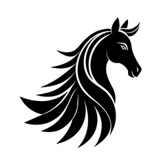 "Stylized Silhouette of a Horse with Flowing Mane &ndash; Artistic Equine Vector Design"

