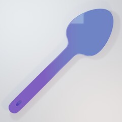 Purple-blue Teaspoon icon isolated on grey background. Cooking utensil. Cutlery sign. Minimalism concept. 3D render illustration