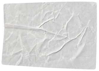 White adhesive glued paper sticker label with transparent background cut out design element