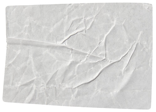 White adhesive glued paper sticker label with transparent background cut out design element