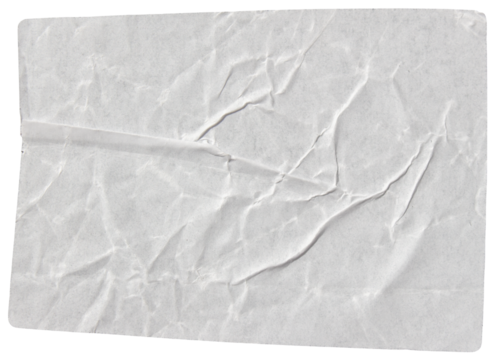 White adhesive glued paper sticker label with transparent background cut out design element