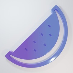 Purple-blue Watermelon icon isolated on grey background. Minimalism concept. 3D render illustration