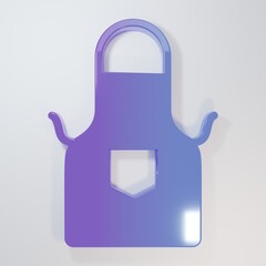 Purple-blue Kitchen apron icon isolated on grey background. Chef uniform for cooking. Minimalism concept. 3D render illustration