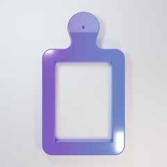 Purple-blue Cutting board icon isolated on grey background. Chopping Board symbol. Minimalism concept. 3D render illustration