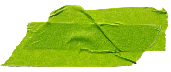 Green adhesive torn paper masking tape isolated on white background