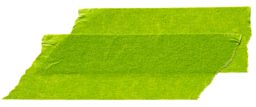 Green adhesive torn paper masking tape isolated on white background