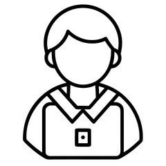 Contact seller icon depicting a person with a bag in a simple line art style