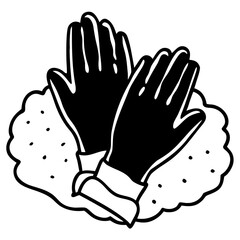 Obraz premium Gloves with dirt illustration showcasing gardening and outdoor activities in a simple line art style