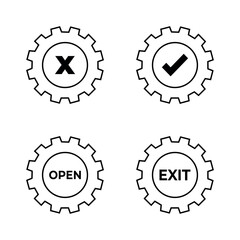 Entry Exit, Tick Cross, Confirm Cancel, Approve Reject, Arrow and Action UI Icons Set - Minimal Line Symbols Collection