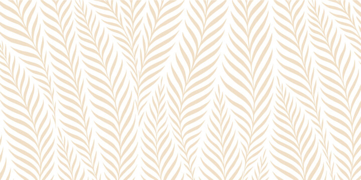 Fototapeta Minimal Beige Botanical Leaf Seamless Pattern – Elegant Nature-Inspired Vector Background for Wallpapers, Packaging, and Modern Design