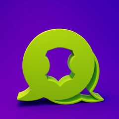 Green Leather icon isolated on purple-blue background. Minimalism concept. 3D render illustration