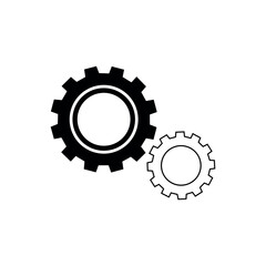 Machinery Car Gear Icon Silhouette black and white fill and stroke