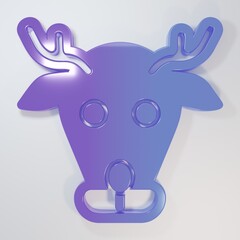 Purple-blue Reindeer icon isolated on grey background. Merry Christmas and Happy New Year....
