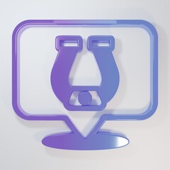 Purple-blue Horseshoe icon isolated on grey background. Minimalism concept. 3D render illustration