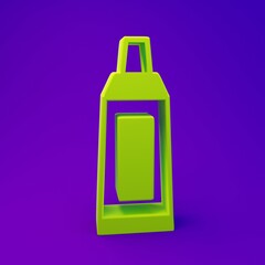 Green Tube with paint palette icon isolated on purple-blue background. Minimalism concept. 3D render illustration