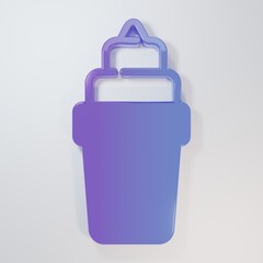 Purple-blue Ice cream in waffle cone icon isolated on grey background. Sweet symbol. Minimalism concept. 3D render illustration