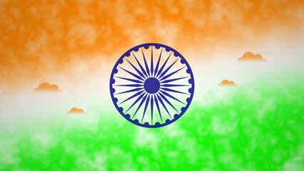 India Flag with Ashoka Chakra Render