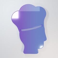 Purple-blue Italian cook icon isolated on grey background. Minimalism concept. 3D render illustration