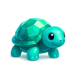3D cartoon turtle with glossy emerald shell and bright eyes