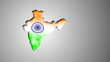Indian Flag Waving Over 3D Map of India