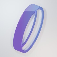 Purple-blue Wedding ring icon isolated on grey background. Bride and groom jewelry sign. Marriage symbol. Diamond ring. Minimalism concept. 3D render illustration